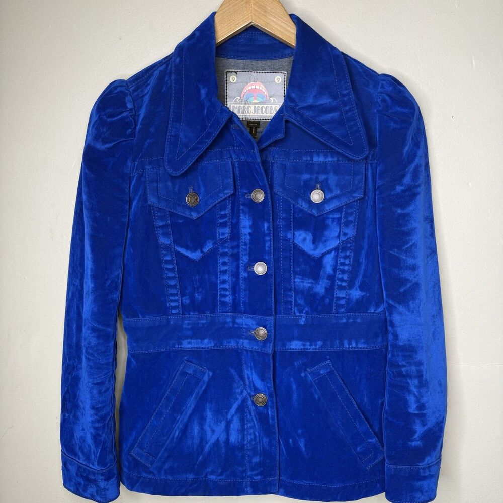 Marc Jacobs Julie Verhoeven Velvet Blue Jacket XS BLACKPINK Kpop Jennie Cropped